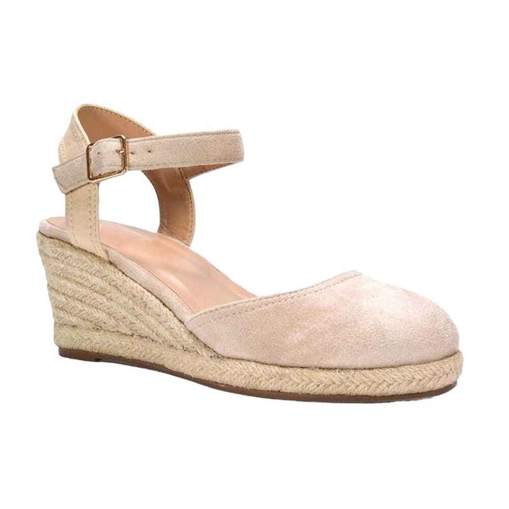 XY London Womens/Ladies Joey Ankle Strap Wedge Espadrilles / Beige